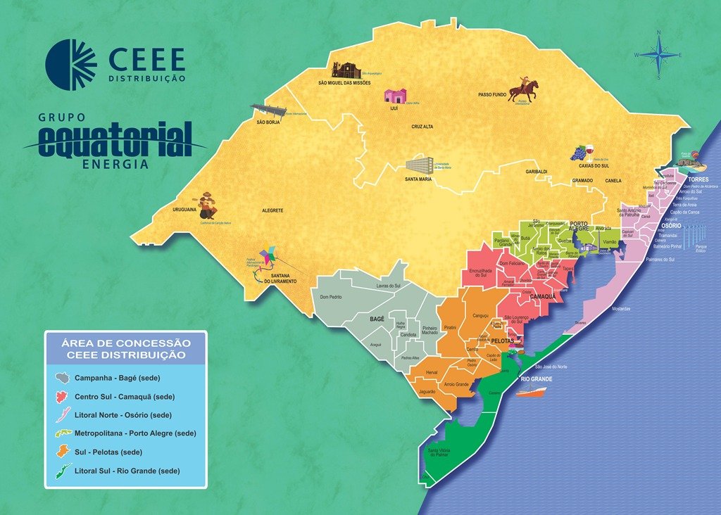 Mapa da área de concessão CEEE Equatorial